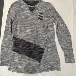 Gray and Black Textured Sweater